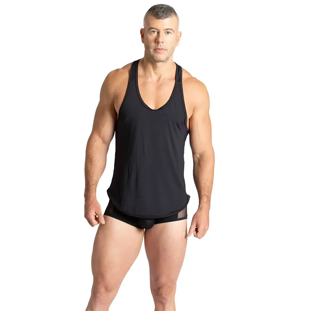 Purity Black Tank on model by Gigo Underwear