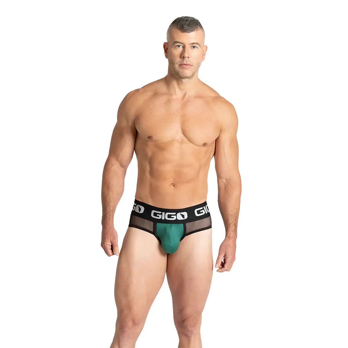 Purity Green Brief on model by Gigo Underwear