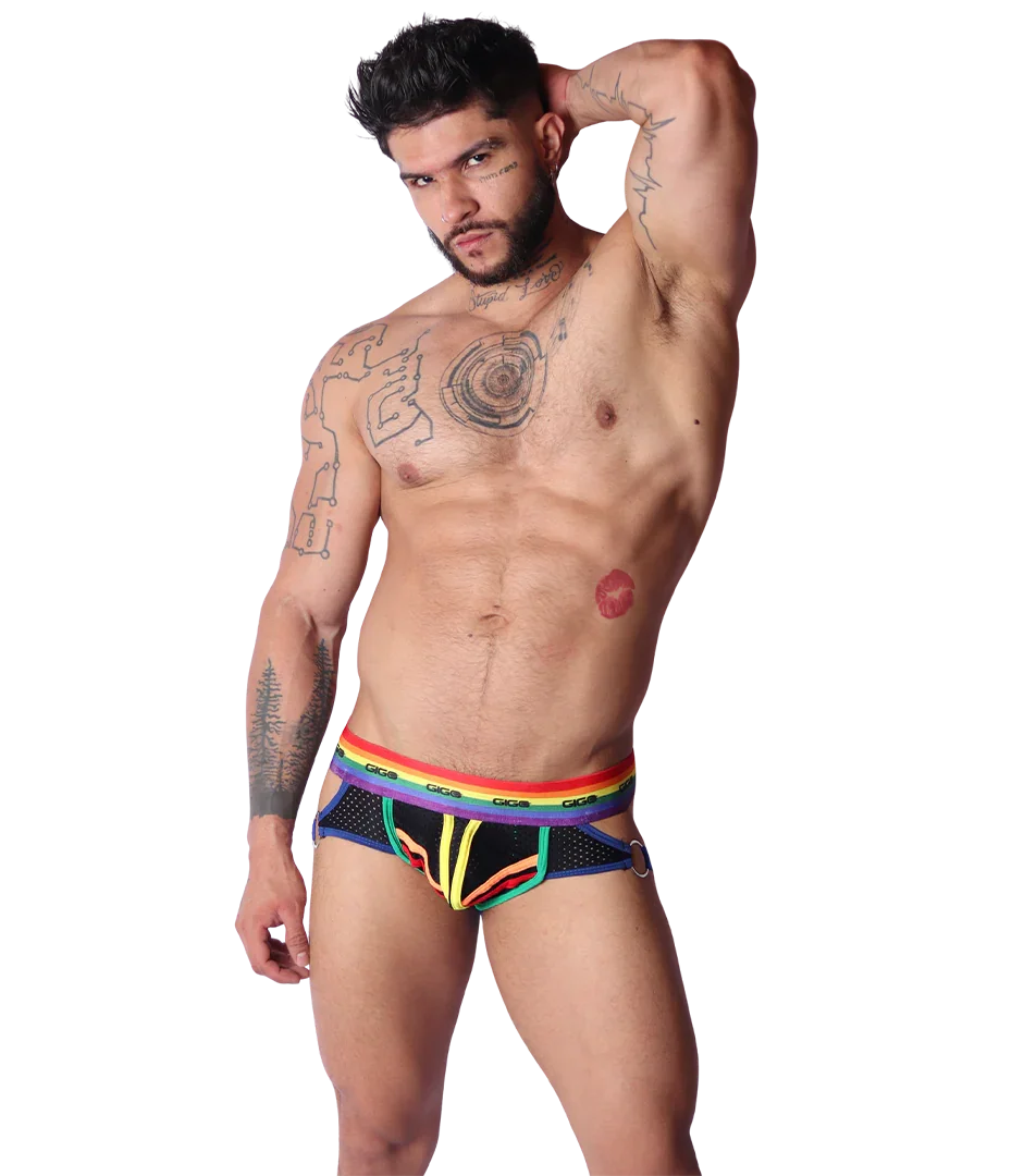 Pride Jockstrap on model by Gigo Underwear