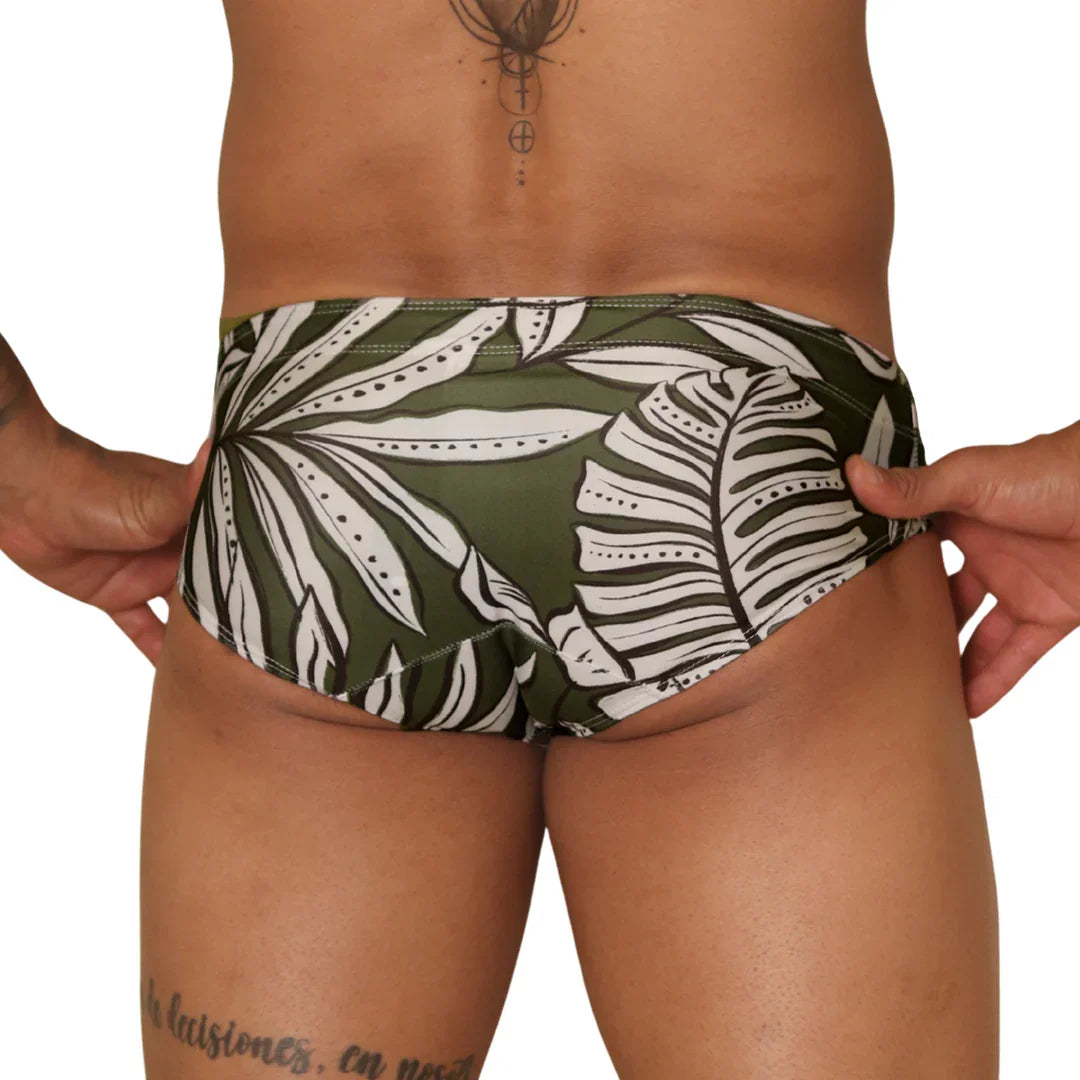Prisma Green Swim Brief back view by Gigo Underwear