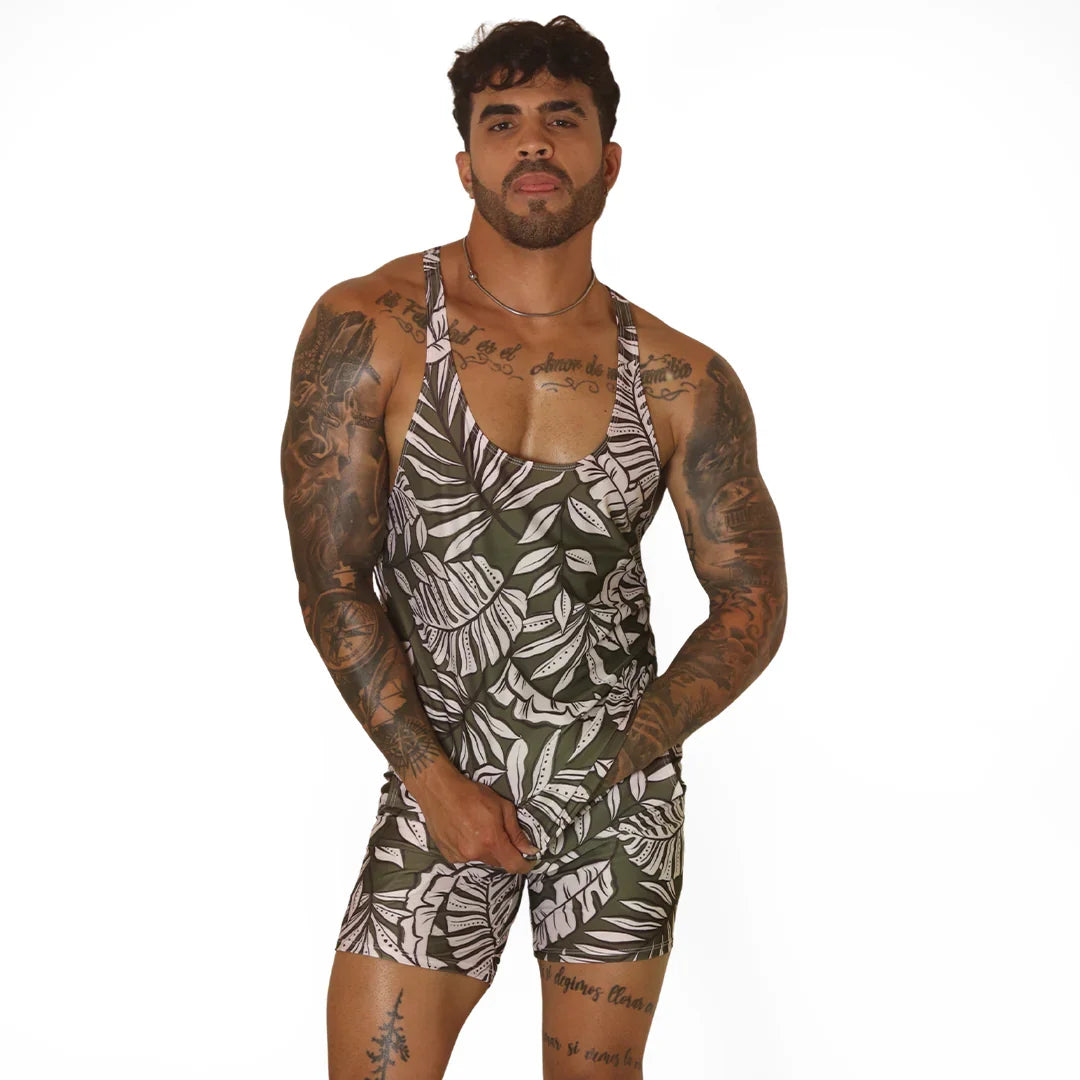 Prisma Green Tank on model by Gigo Underwear