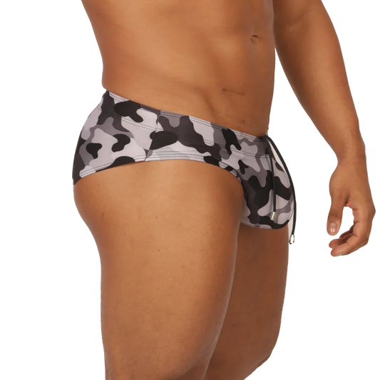Rank Camouflaged Swim Brief front view by Gigo Underwear