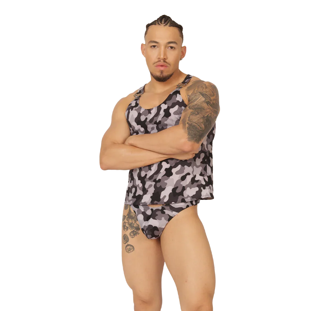 Rank Camouflaged Tank on model by Gigo Underwear