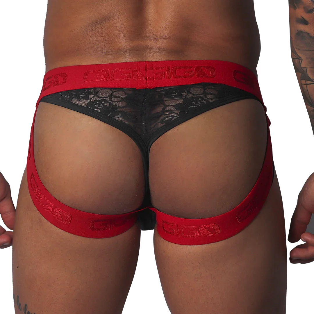Romantic Black Jock Thong back view by Gigo Underwear