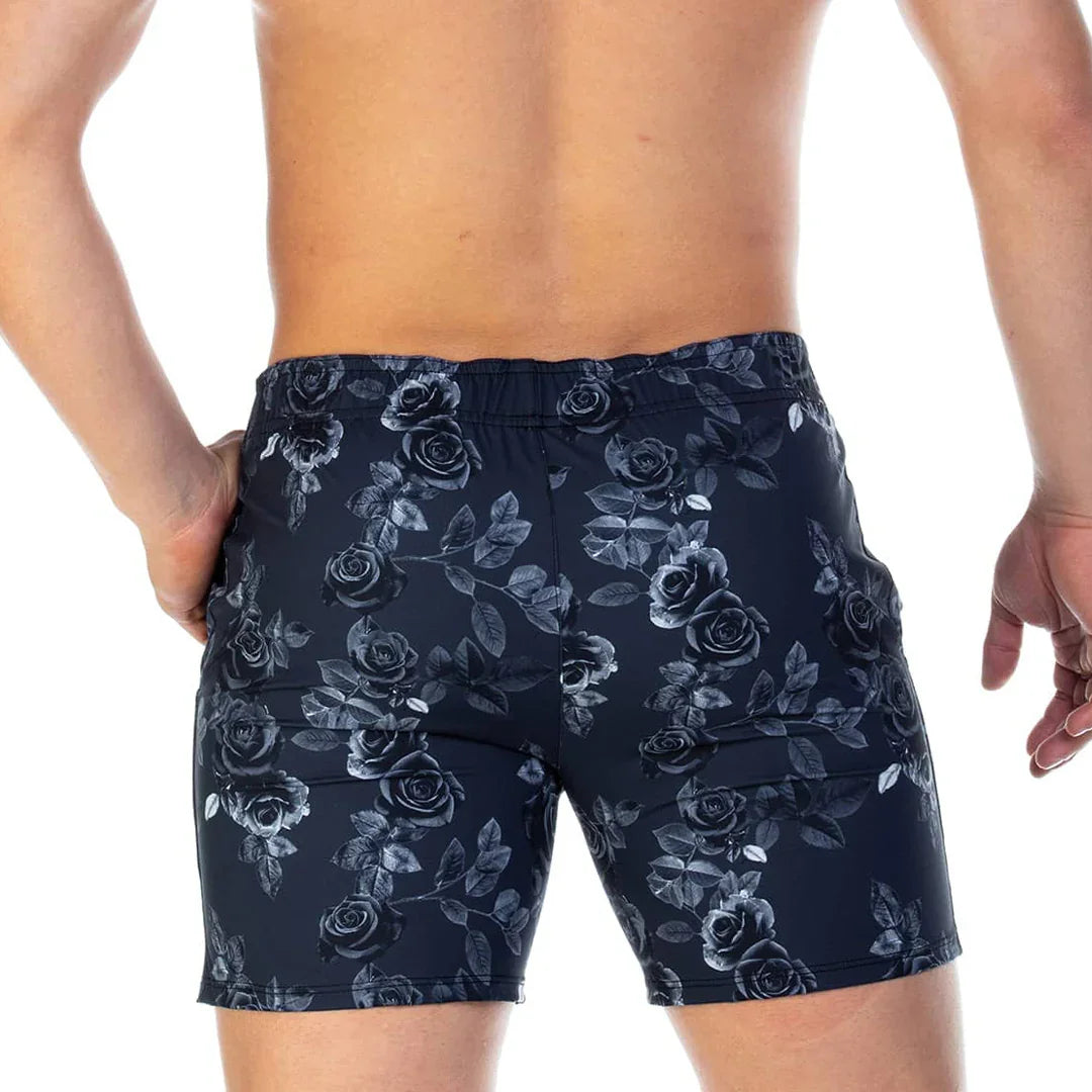 Rose Black Beachwear back view by Gigo Underwear