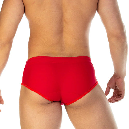 Soccer Red Swim Brief front view by Gigo Underwear