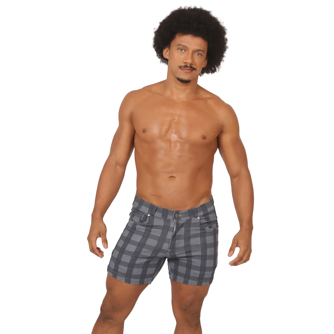 Social Blue Square Short on model by Gigo Underwear