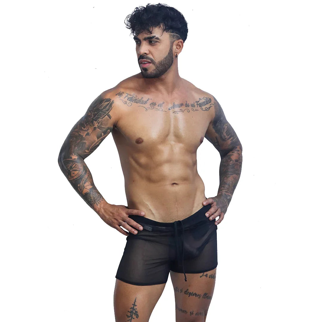 Spectrum Black Hot Shorts on model by Gigo Underwear