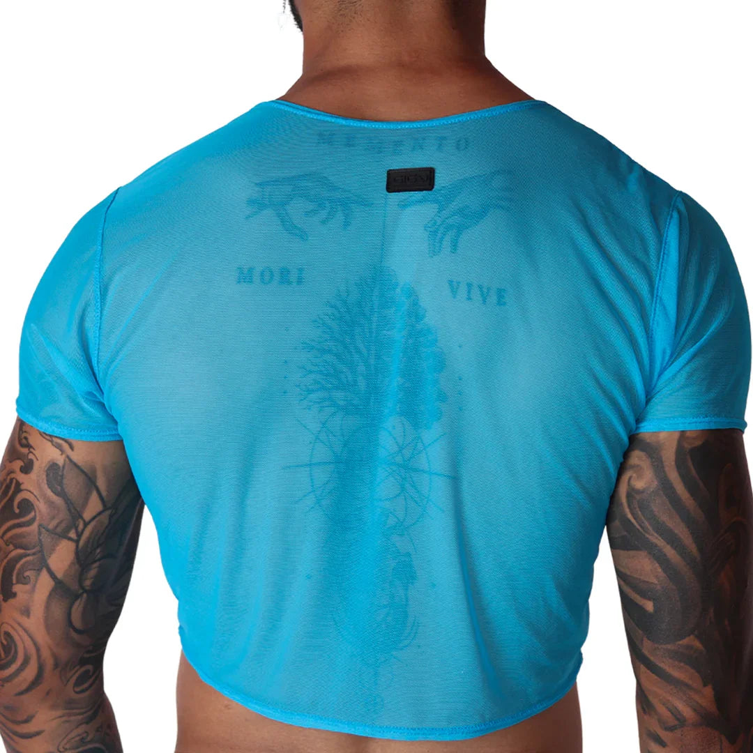 Spectrum Blue Crop Top back view by Gigo Underwear