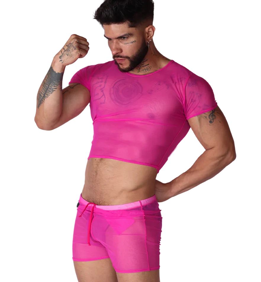 Spectrum Fuchsia Crop Top on model by Gigo Underwear