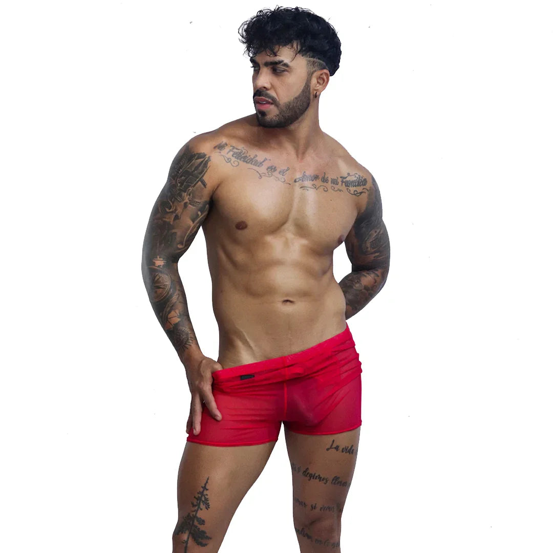 Spectrum Red Hot Shorts on model by Gigo Underwear