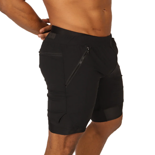 Sporty Black Short front view by Gigo Underwear