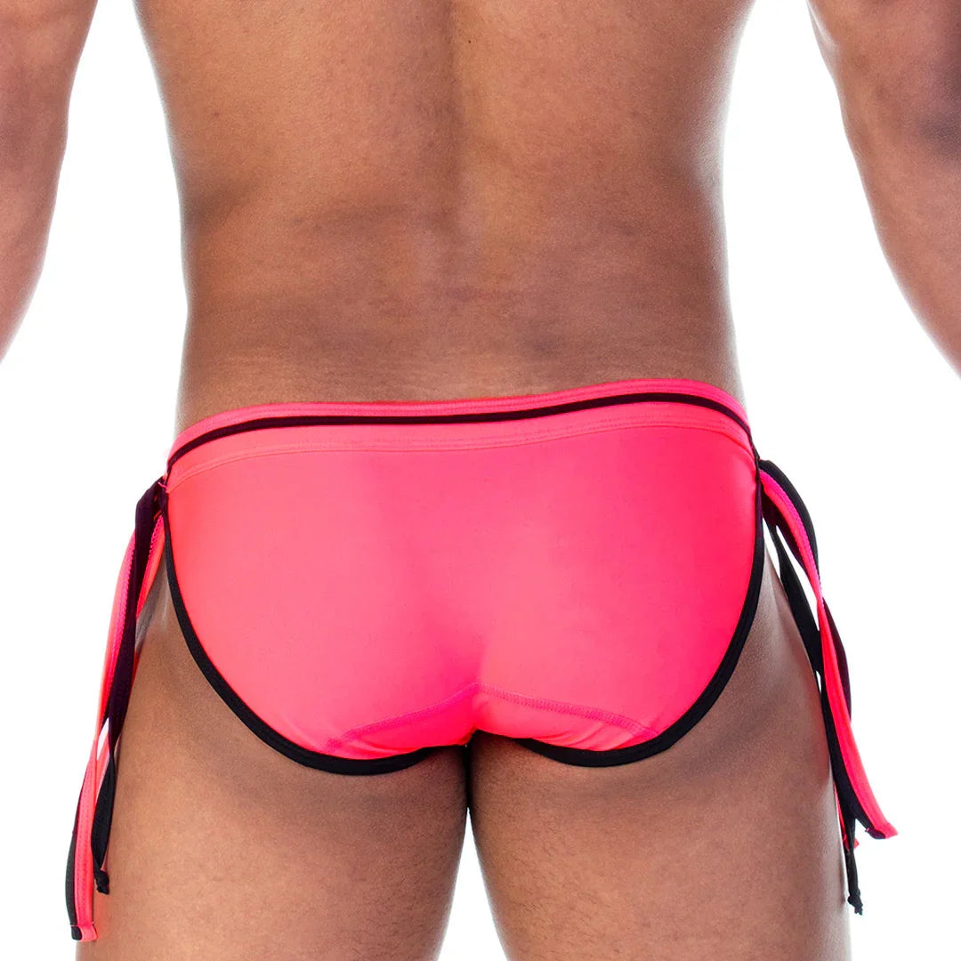 Strip Pink Swim Brief back view by Gigo Underwear