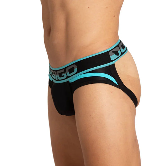 Style Black Brief Jock front view by Gigo Underwear