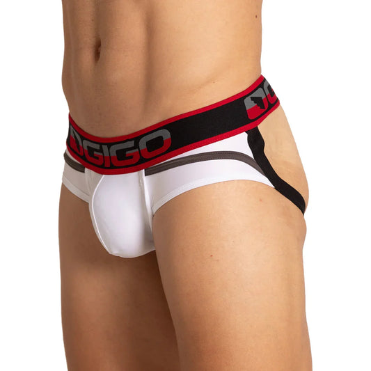 Style White Brief Jock front view by Gigo Underwear