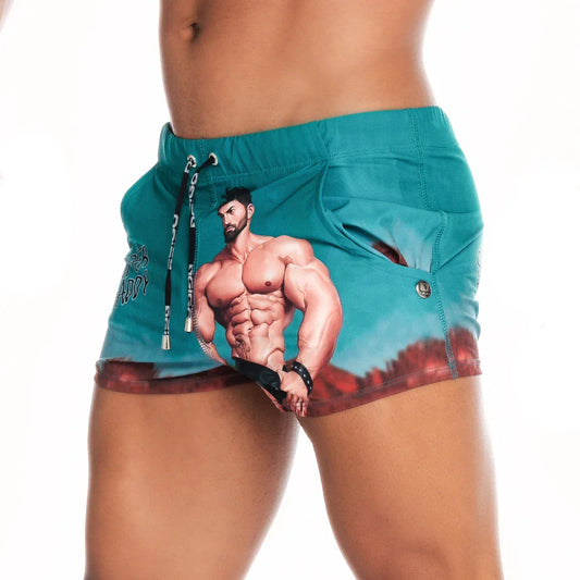 Super Daddy Blue Beachwear front view by Gigo Underwear
