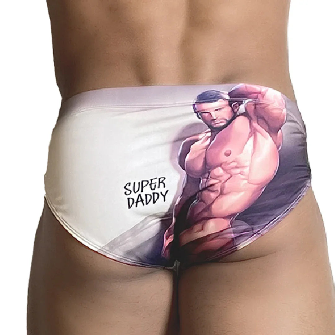Super Daddy Brown Swim Brief front view by Gigo Underwear