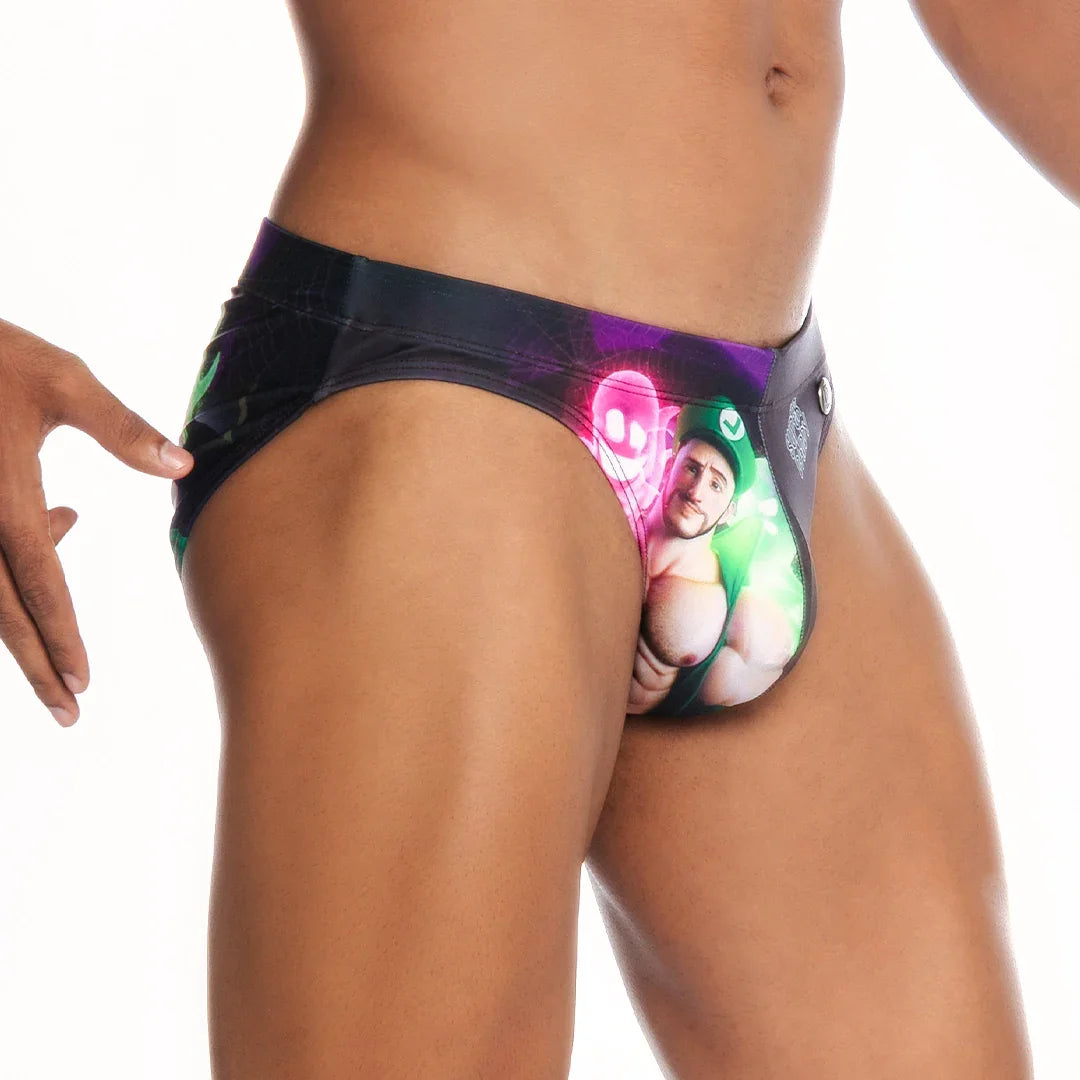 Super Daddy Purple Swim Brief back view by Gigo Underwear