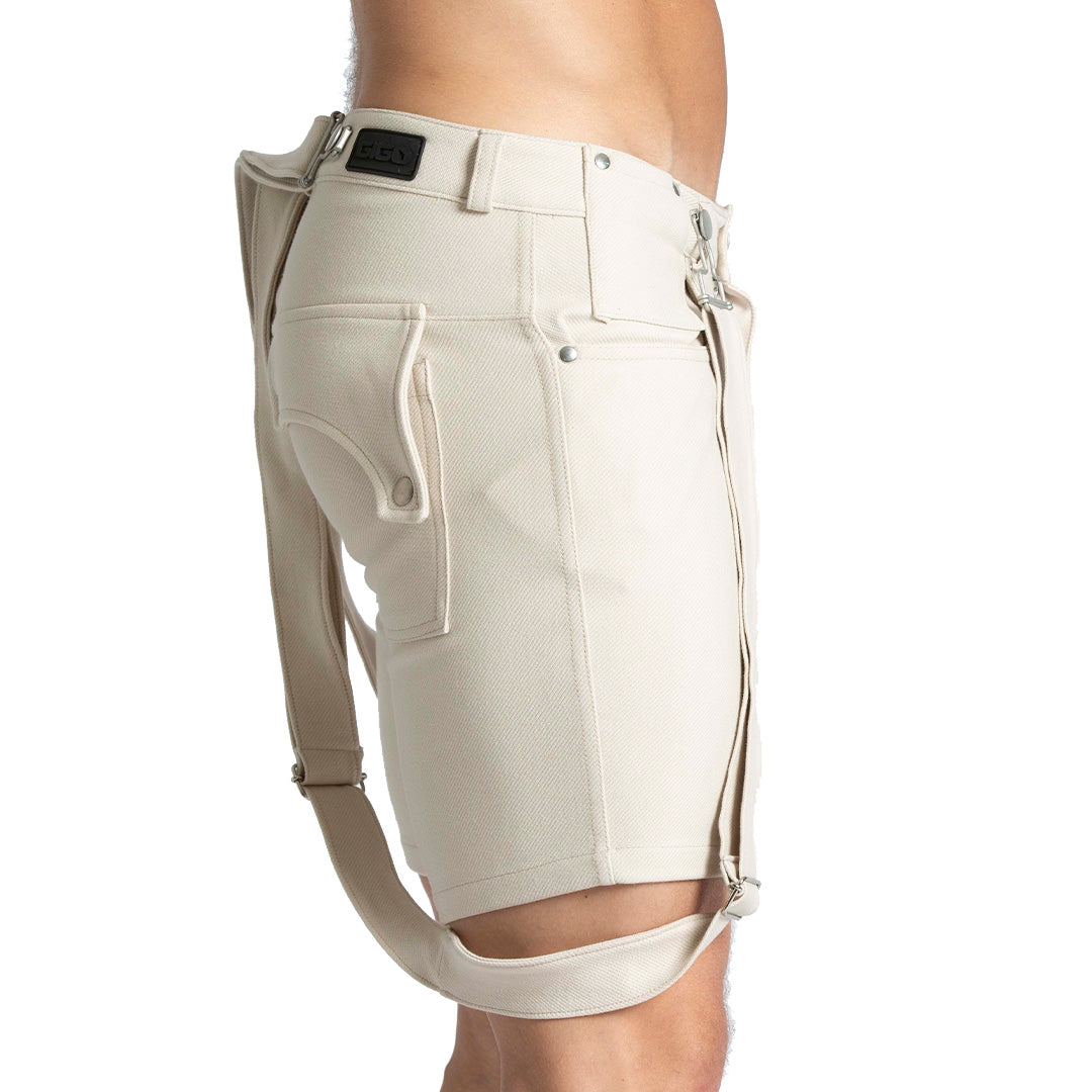 SUSPENDERS BEIGE SHORT - Gigo Underwear & MensWear