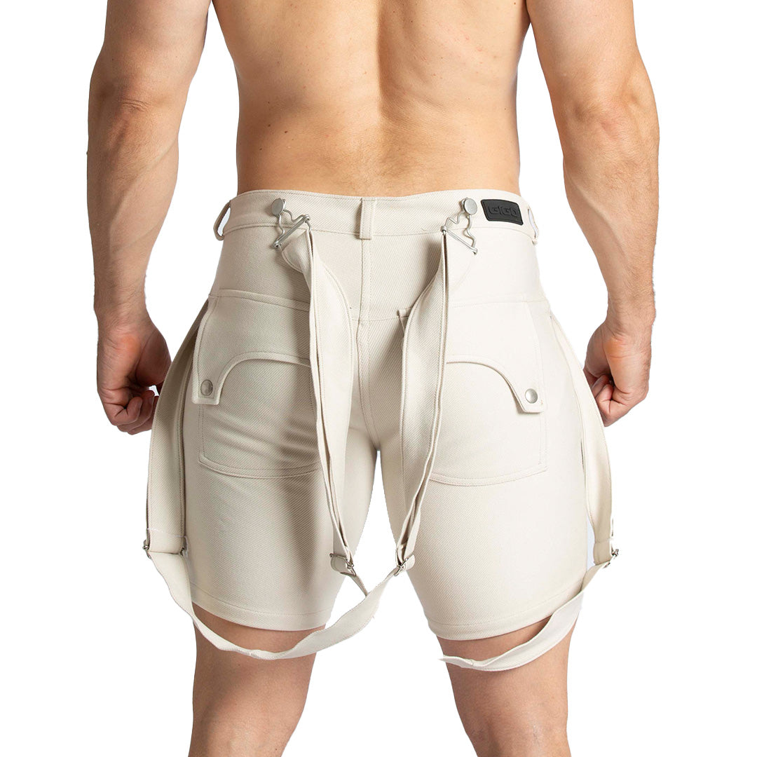 SUSPENDERS BEIGE SHORT - Gigo Underwear & MensWear
