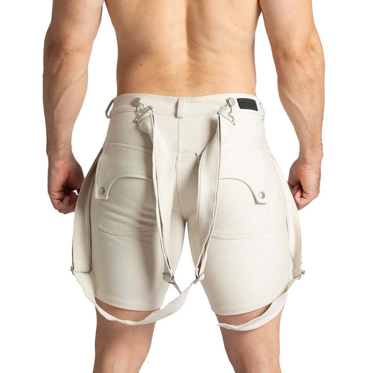 Suspenders Beige Short front view by Gigo Underwear