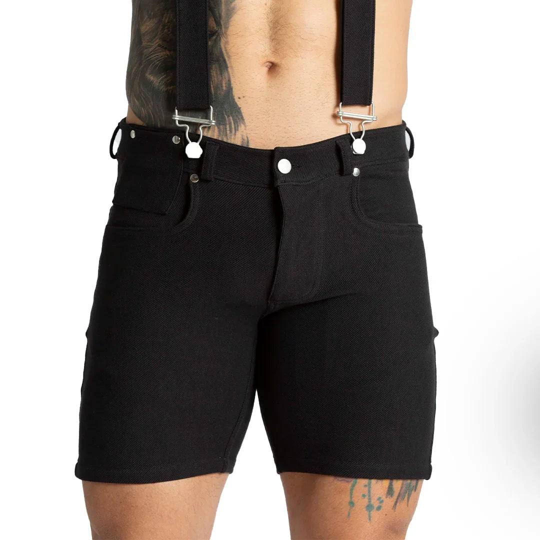 Suspenders Black Short back view by Gigo Underwear