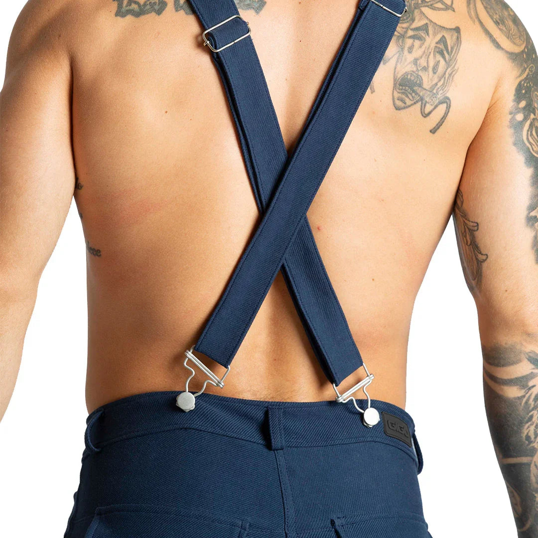 Suspenders Blue Short back view by Gigo Underwear