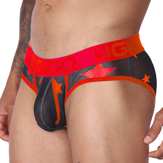 Star Red Brief front view by Gigo Underwear