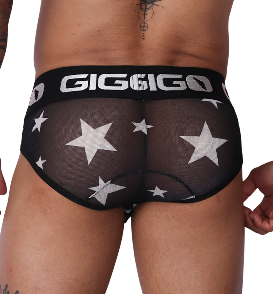 Star White Brief back view by Gigo Underwear