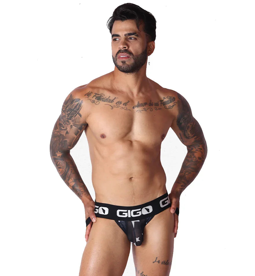 Star White Jockstrap on model by Gigo Underwear