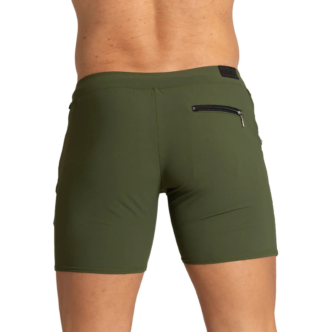 Tennis Green Short back view by Gigo Underwear
