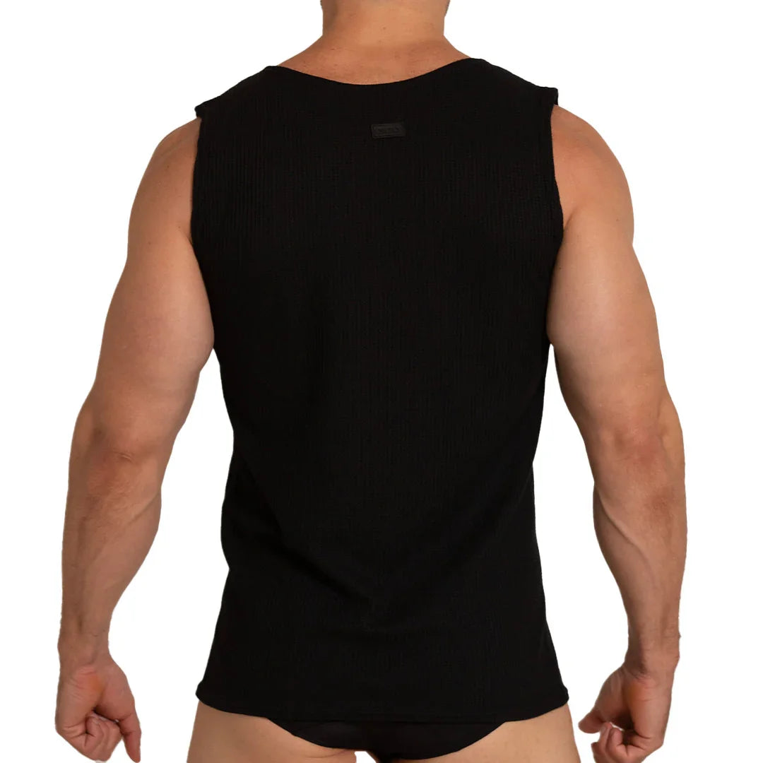 Tissue Black Tank on model by Gigo Underwear