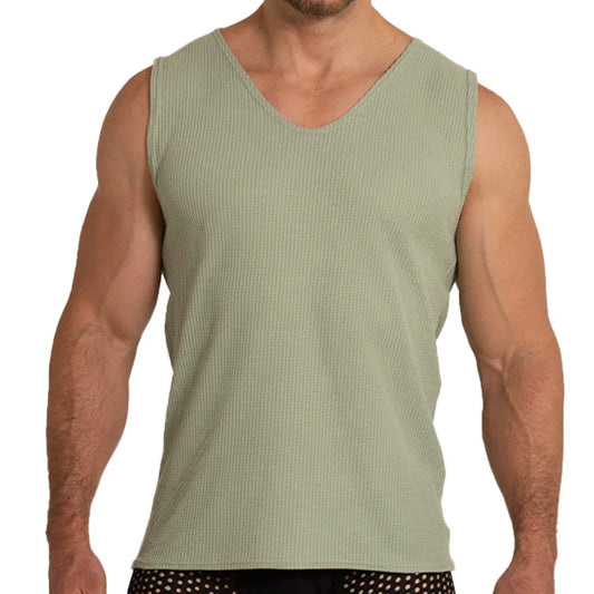Tissue Green Tank front view by Gigo Underwear