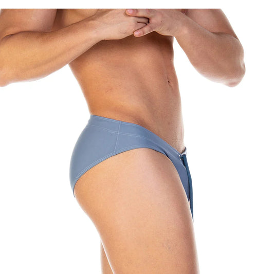 Traditional Blue Swim Brief front view by Gigo Underwear
