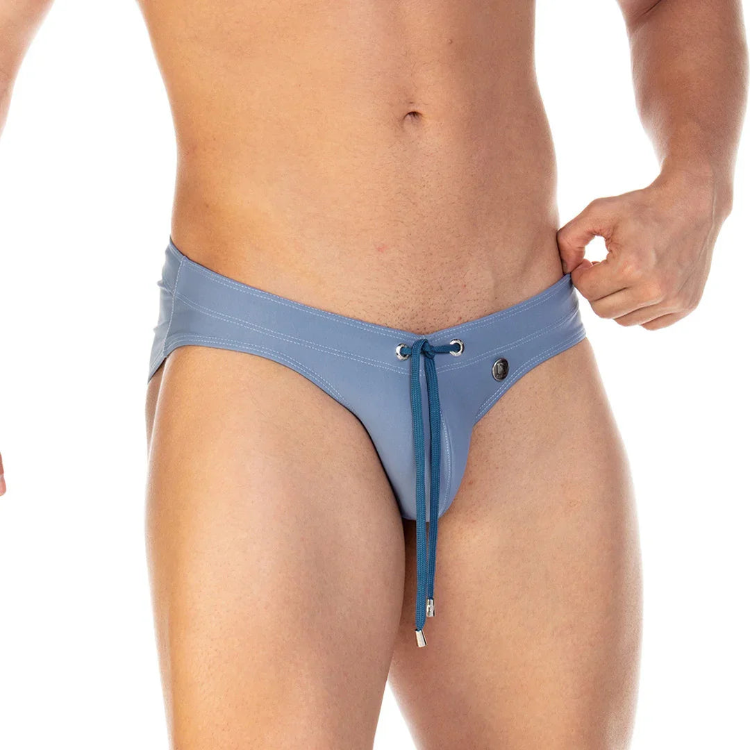 Traditional Blue Swim Brief on model by Gigo Underwear