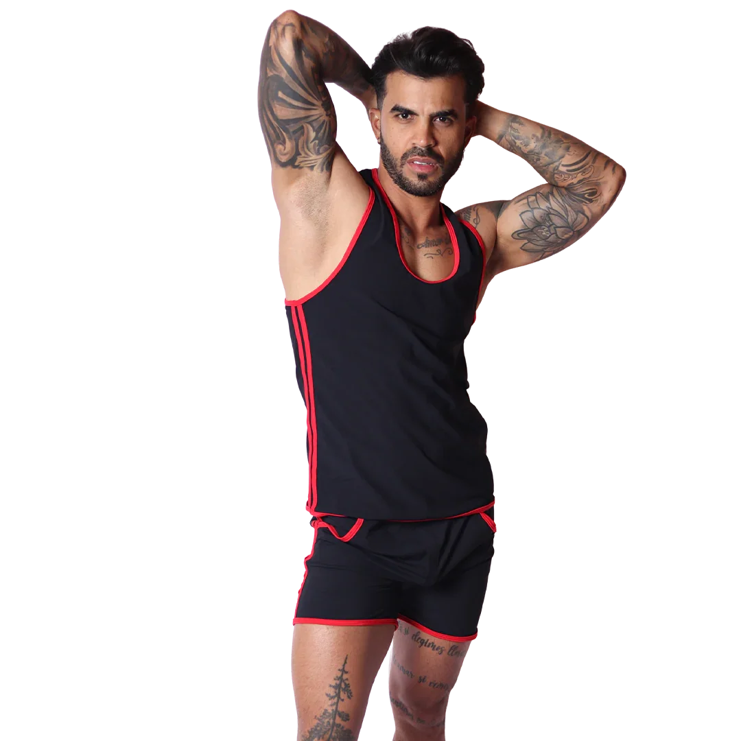 Typer Black Tank on model by Gigo Underwear