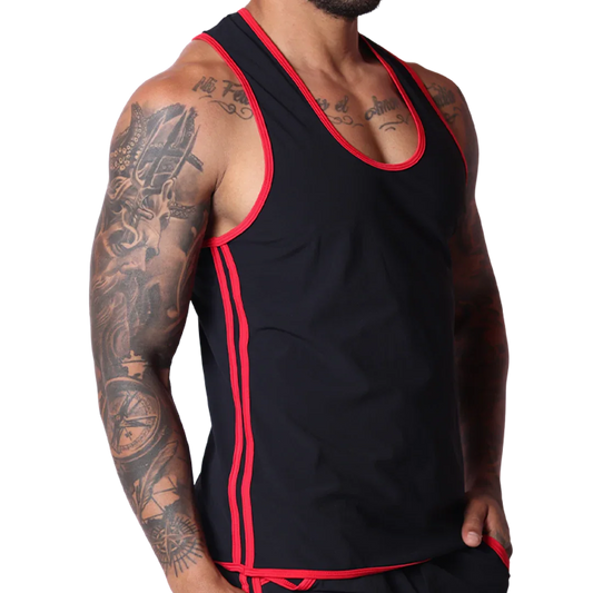 Typer Black Tank front view by Gigo Underwear