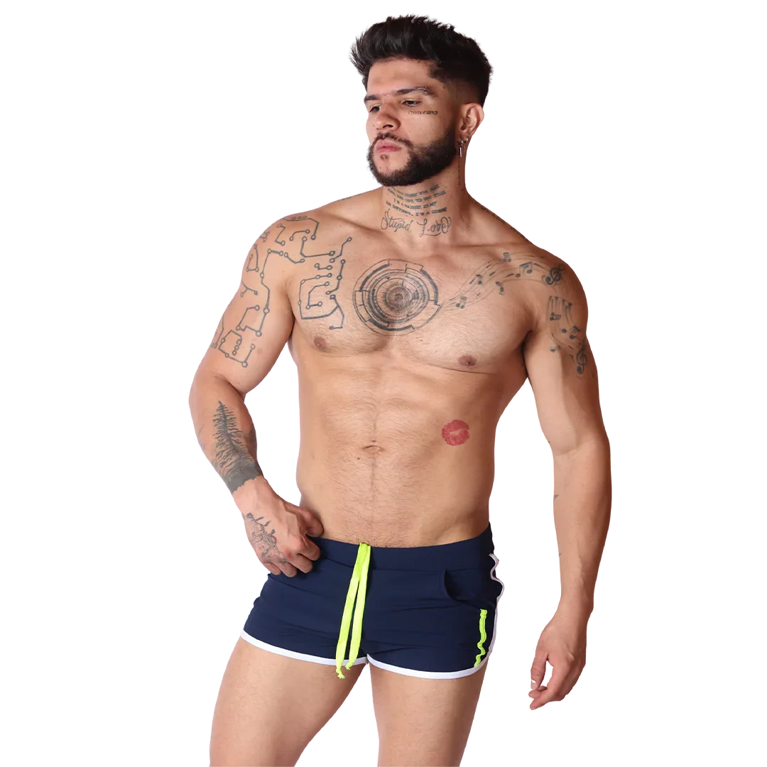 Typerhot Blue Shorts on model by Gigo Underwear
