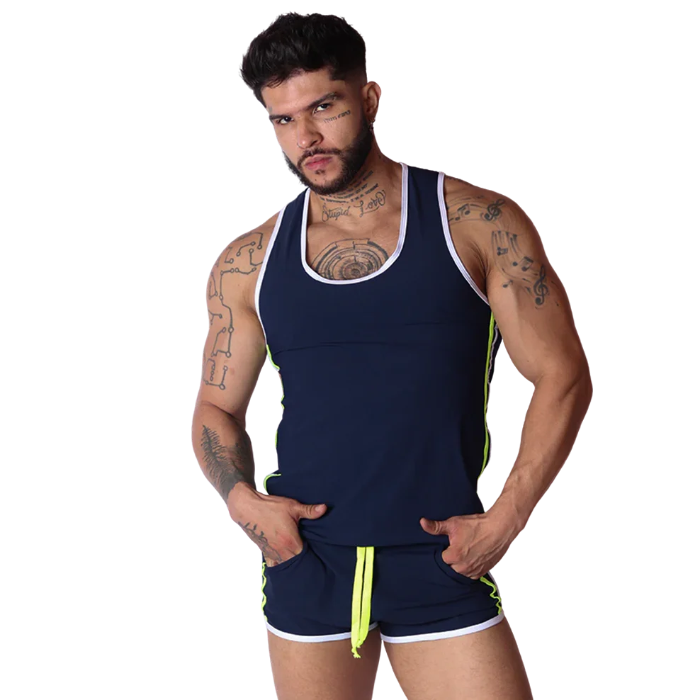 Typerhot Blue Tank on model by Gigo Underwear