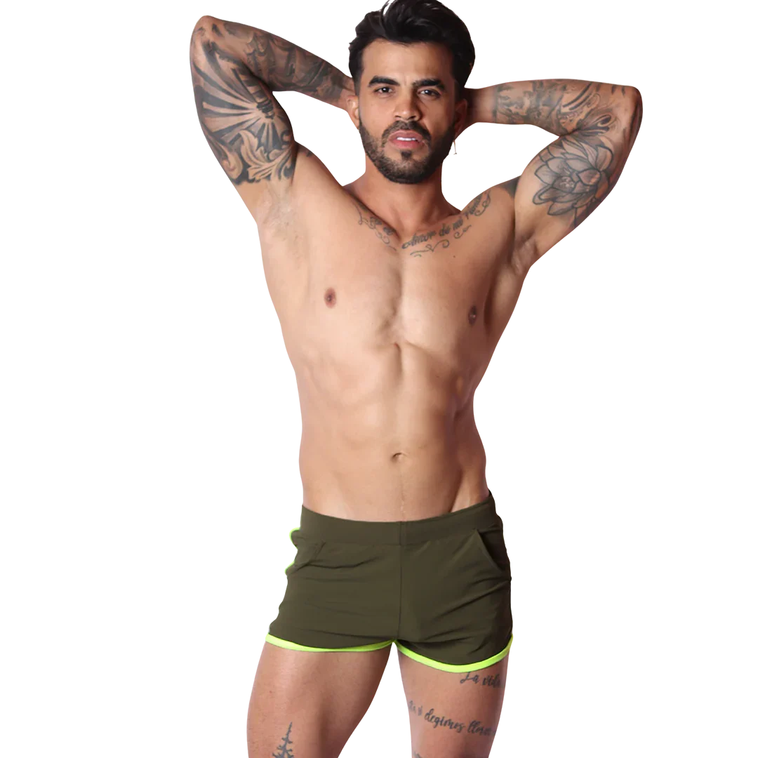 Typerhot Green Shorts on model by Gigo Underwear