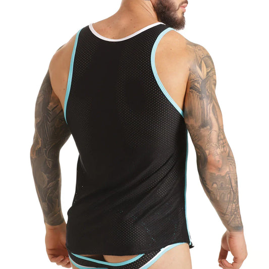 Versatil Blue Tank front view by Gigo Underwear