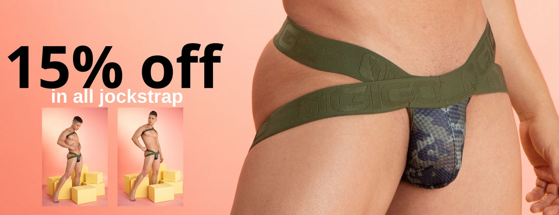 Male model wearing black Gigo Jockstrap, highlighting sensuality and masculine style