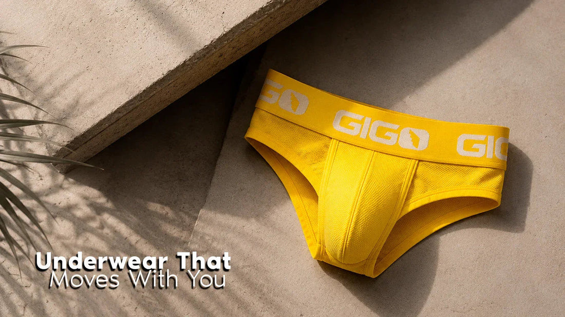 Men wearing Gigo athletic underwear designed for heat, movement, support and confident everyday comfort.
