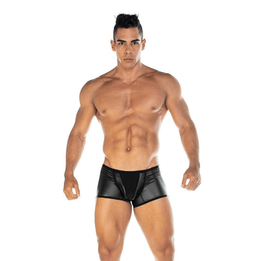2 FETICHE BLACK TRUNK - Sexy black leather underwear for men. Boxer for man