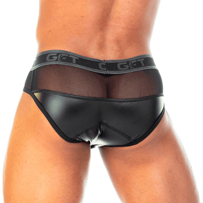 2 Fetiche Black Zipper Brief front view by Gigo Underwear