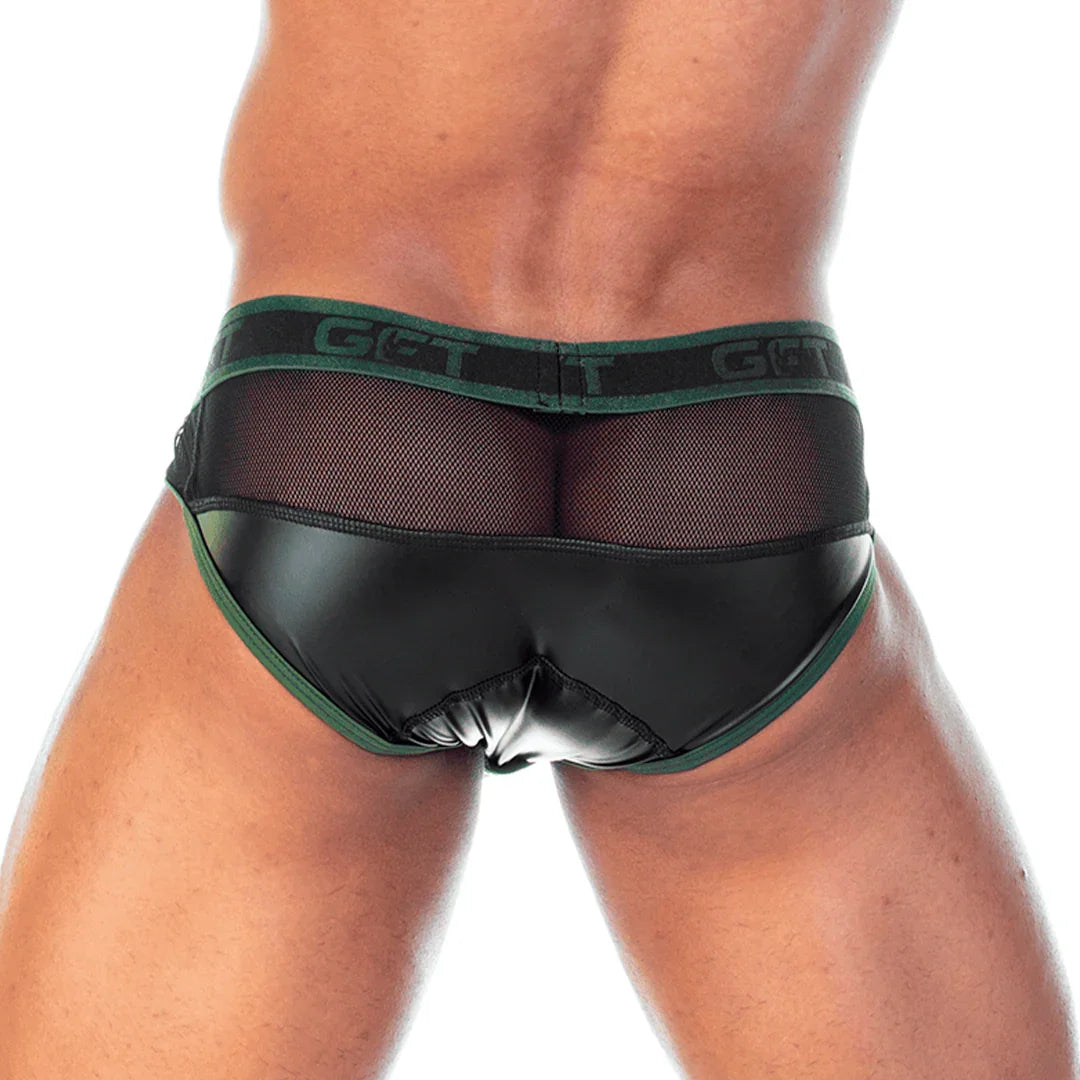 2 Fetiche Green Zipper Brief back view by Gigo Underwear