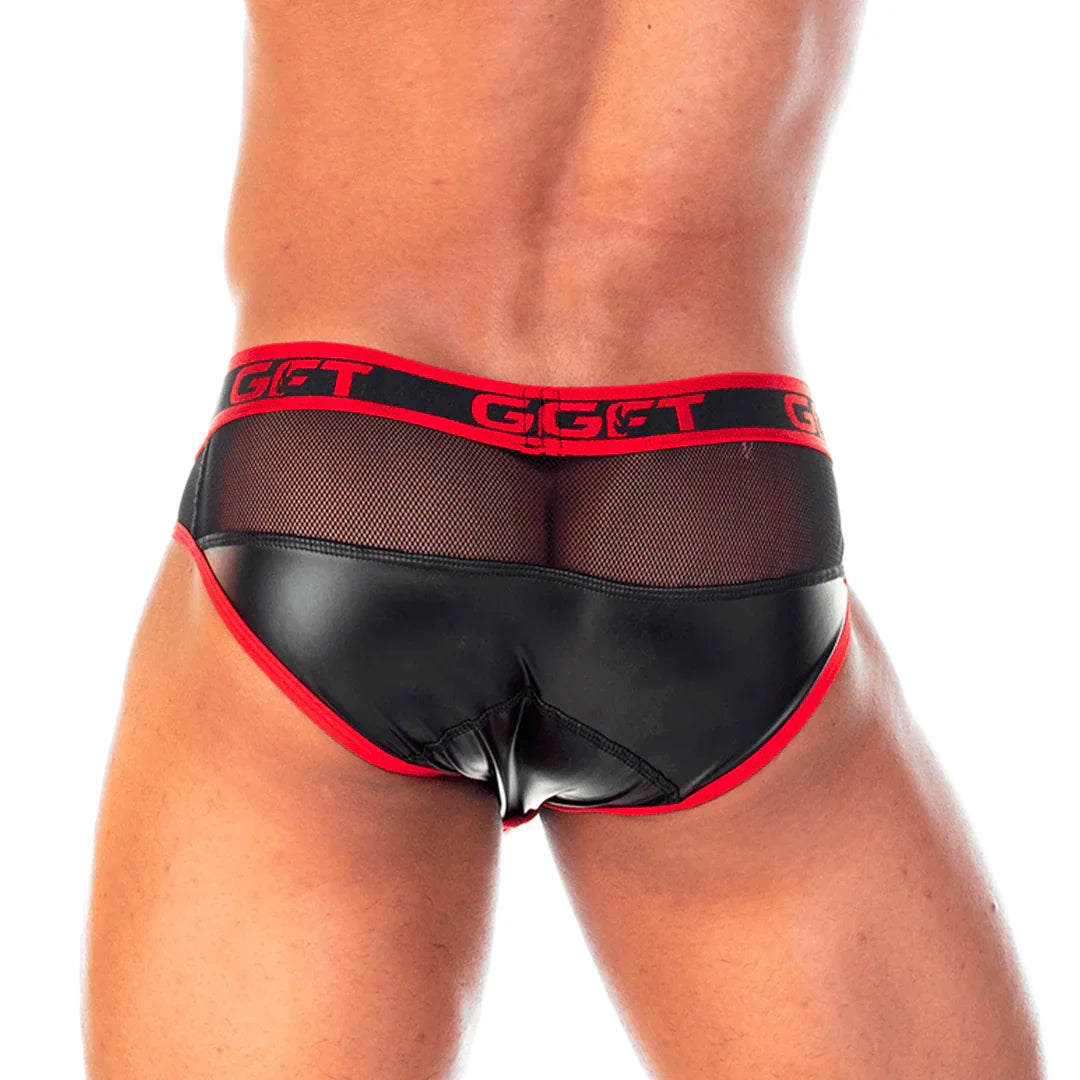 2 Fetiche Red Zipper Brief back view by Gigo Underwear
