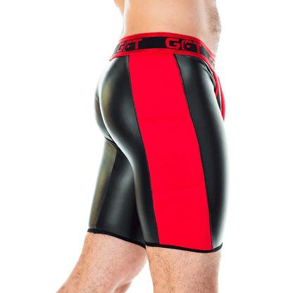 2 Fetiche Red Zipper Trunk Long front view by Gigo Underwear