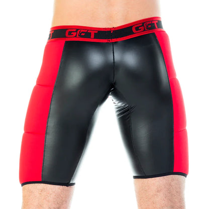 2 Fetiche Red Zipper Trunk Long on model by Gigo Underwear