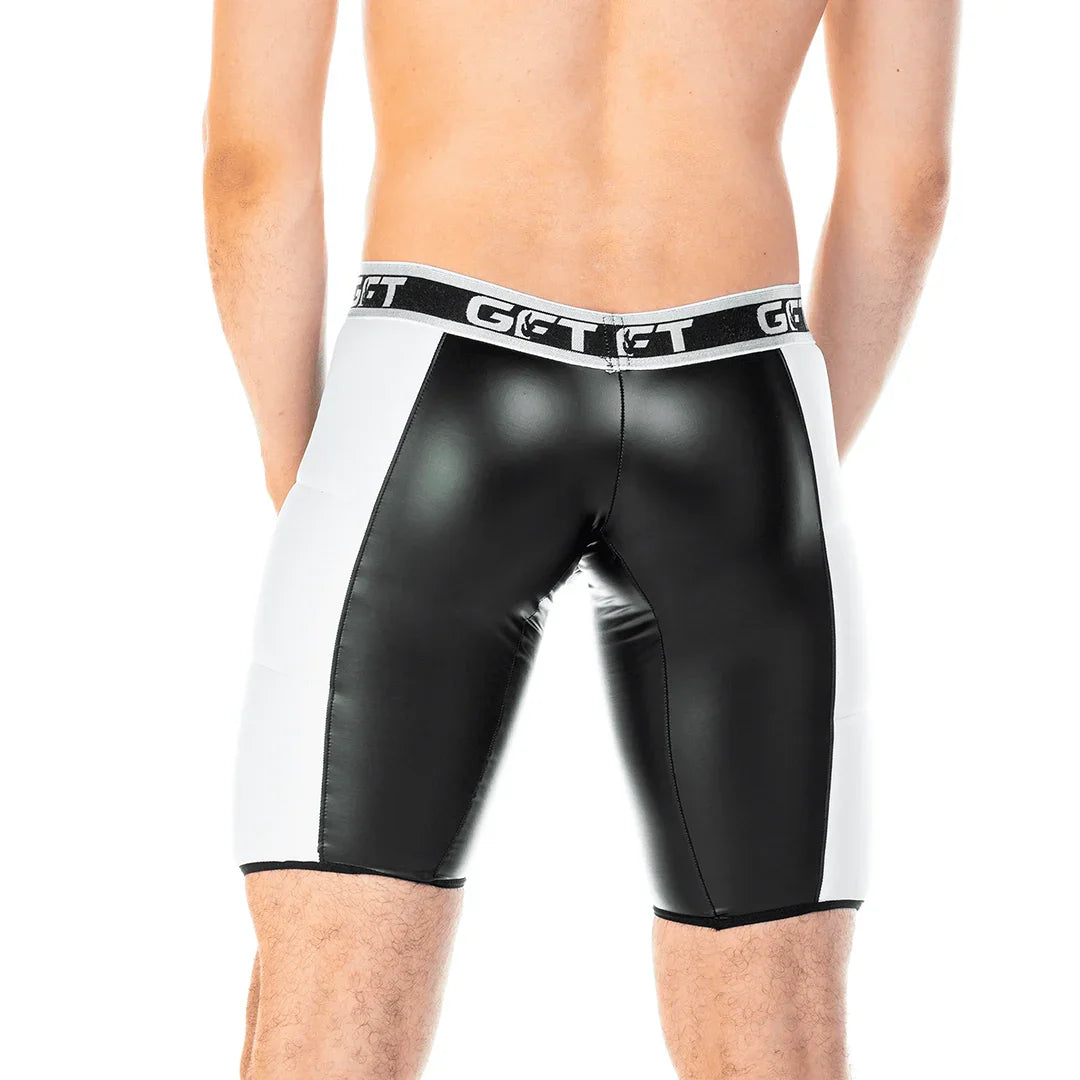 2 Fetiche White Zipper Trunk Long back view by Gigo Underwear